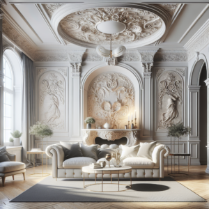 Benátský štuk – imitace mramoru – obývací pokoj